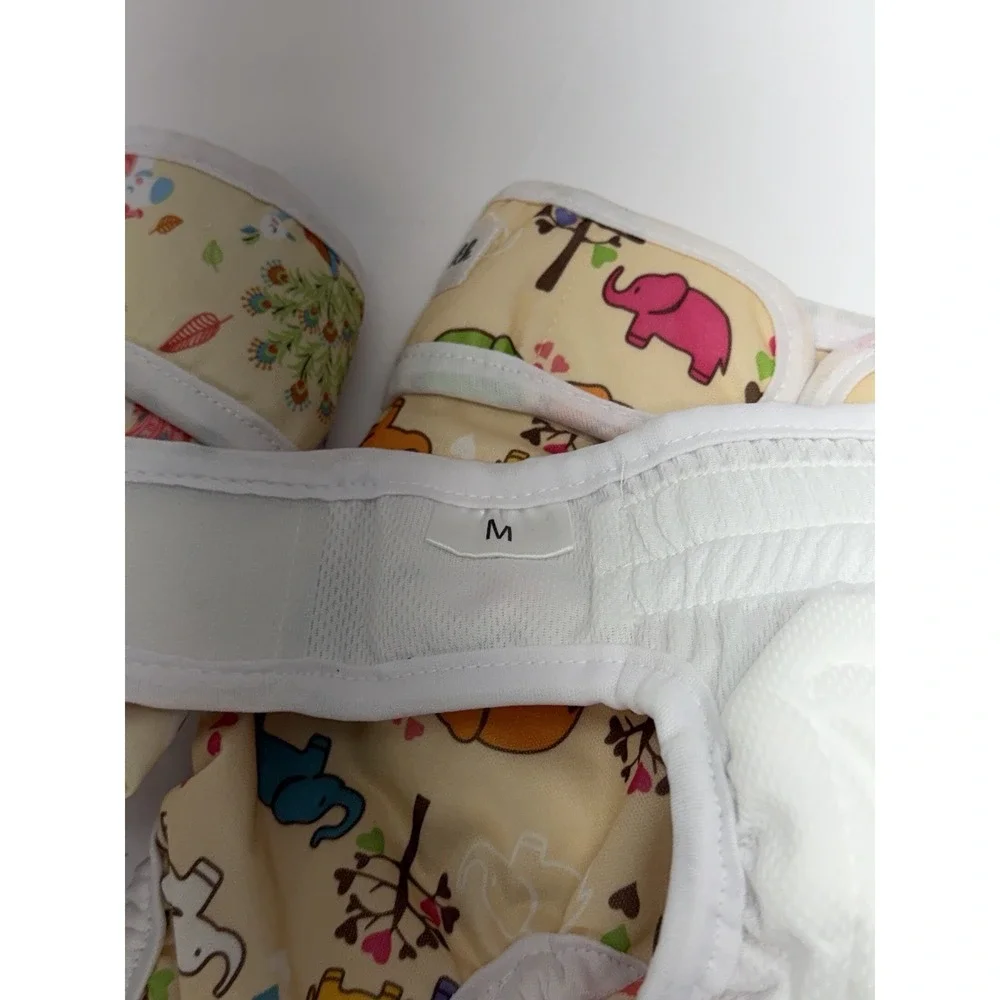 Jeuwith Dog Diapers Medium Washable Reusable Lot Of 3 Tail Hole Floral Adj